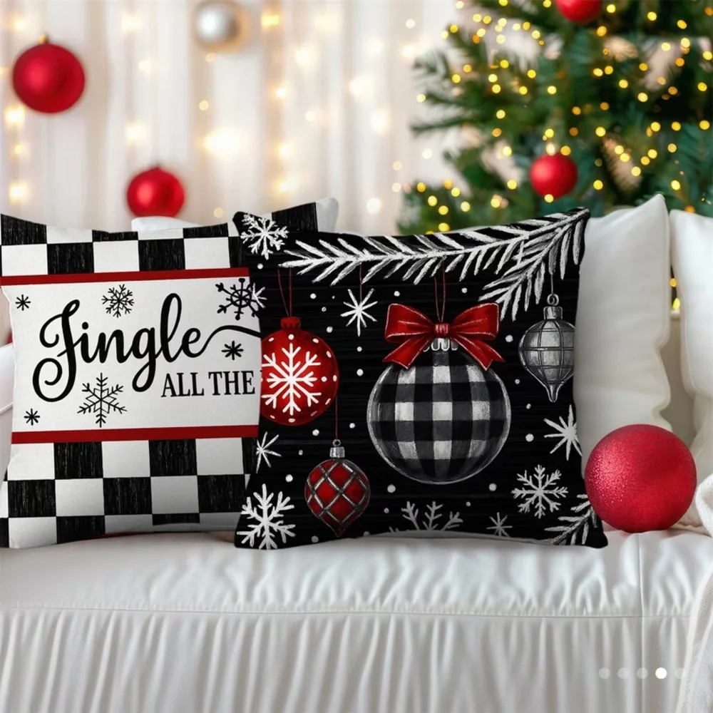 (New in package)4 pk Holiday Decorative Pillow Covers Set - Black, Red, White